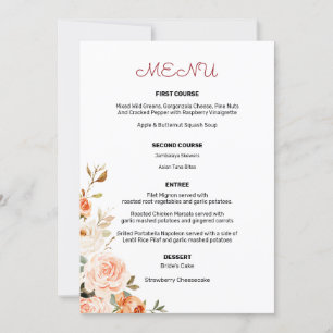 Menü "Blush & Peach floral Entree" 2 Einladung