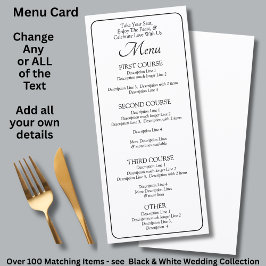 Menu Card - Black White - Add your own details Menükarte
