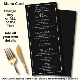 Menu Card - Black White - Add your own details Menükarte