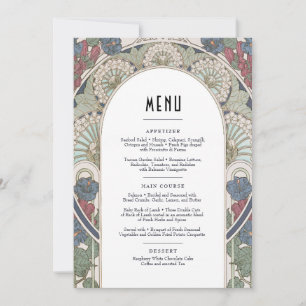 Menu Card Burgundy Art Nouveau Mucha Einladung