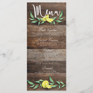 MENU CARD   Rustikale Hochzeit von Lemon Watercolo Menükarte