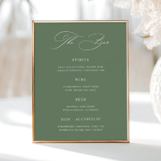 Menü "Classic Sage Green Wedding Bar" Poster