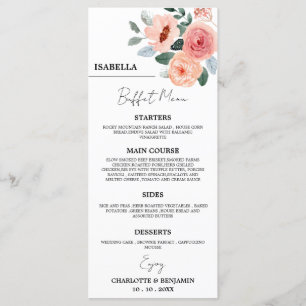 Menü "Custom Guest Name Floral Wedding Buffet" Menükarte