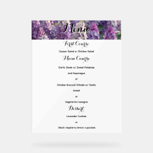 Menü "Custom Lavender Blume Wedding" Acrylschild