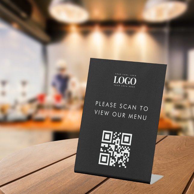 Menü "Custom Rectangle Business Logo & QR Code" Sockelschild (Von Creator hochgeladen)