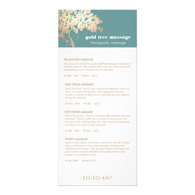 Menü des Tree Massage Therapeuten Service Wellness (Vorne)