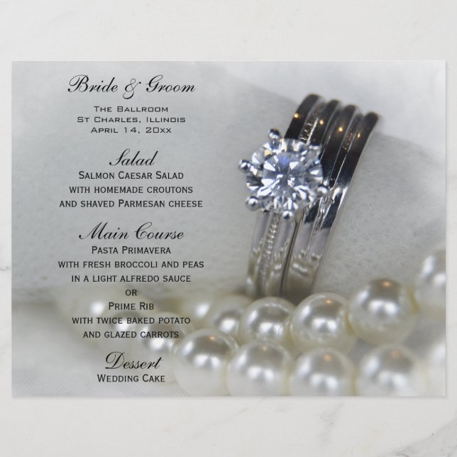 Menü "Diamant Rings and Pearls Wedding" (Vorderseite)