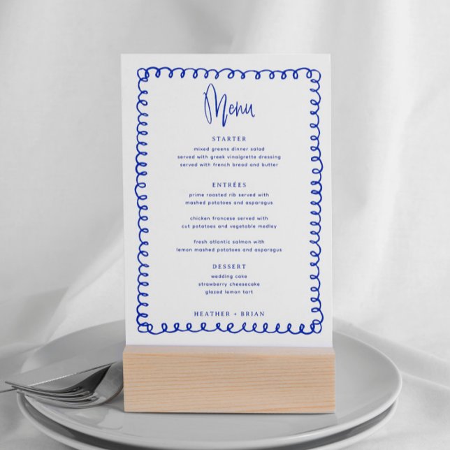 Menü "Digital French Blue Wave Wedding" Einladung (Von Creator hochgeladen)
