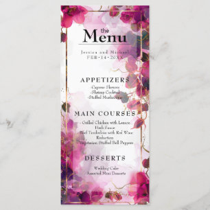 Menü & Drink Fuchsia Verzauberung: Wasserfarbe Menükarte