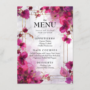Menü & Drink Fuchsia Verzauberung: Wasserfarbe Menükarte