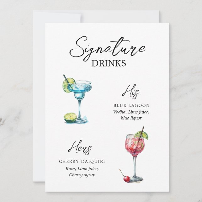 Menu Drinks de Assinatura em Aquarela (Vorderseite)
