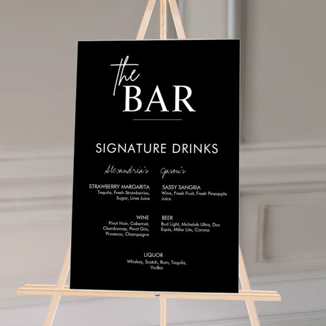 Menü "Drinks" der Black Wedding Signature Bar Acrylschild (Von Creator hochgeladen)
