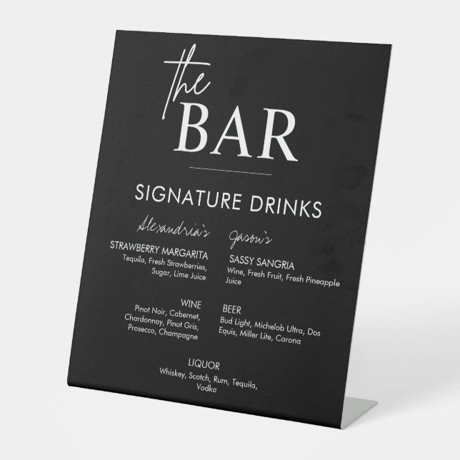Menü "Drinks" der Black Wedding Signature Bar Sockelschild (Vorderseite)