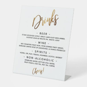 Menü "Drinks" für die einfache Goldhandschrift Sockelschild