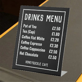 Menü "Drinks" Preisliste "Pedestal"-Zeichen Sockelschild