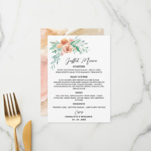Menü "Earth Tone Watercolor Floral Wedding Buffet" Menükarte