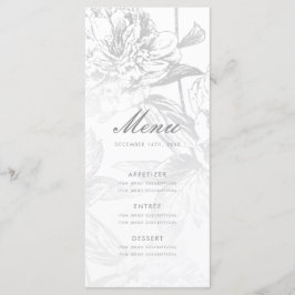 Menü Elegant Wedding Simple Modern Floral Silver Menükarte