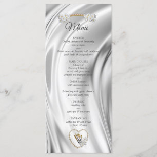 Menü "Elfenbein, Grün, Blau, Gold, Seide und Perle Menükarte
