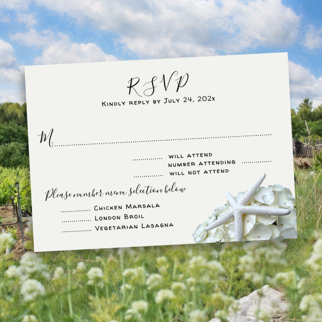 Menü "Entrées RSVP Card" des Seaside Garden Guest  (Von Creator hochgeladen)