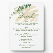 Menü Eukalyptus, Smaragd und Gold Drinks