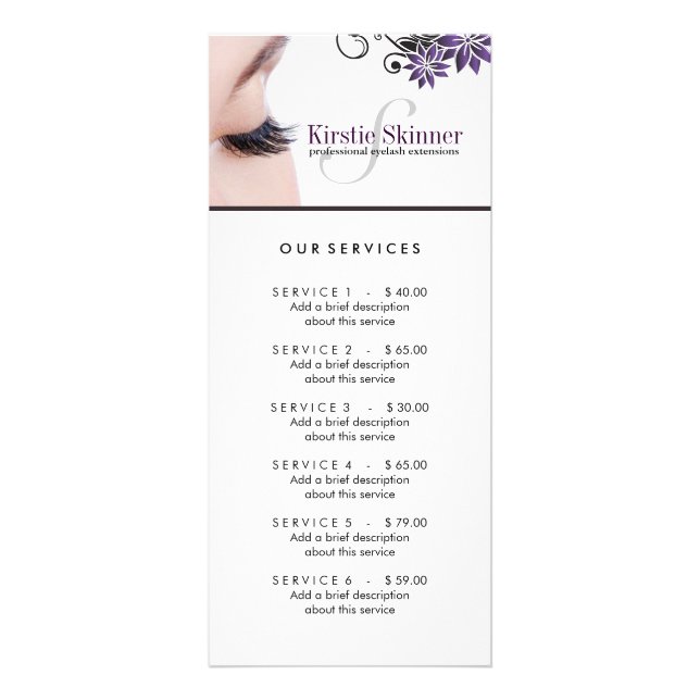 Menü "Eyelash and Waxing Service" (Vorne)