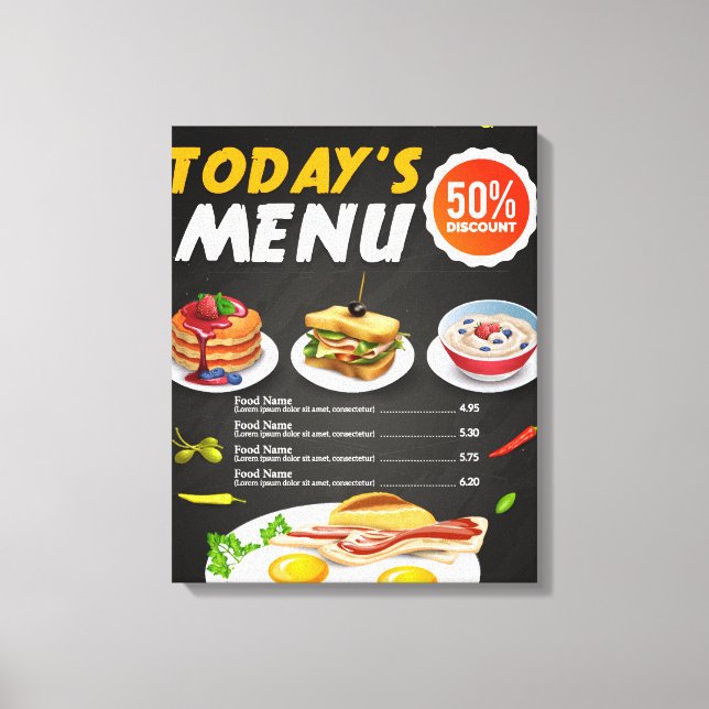 Menü "Fast Food" Leinwanddruck (Vorderseite)