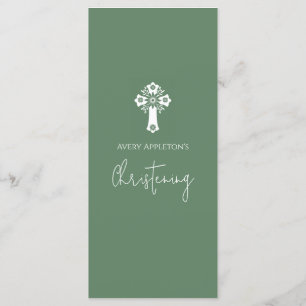Menü Floral Cross Christeing Fern Green Menükarte