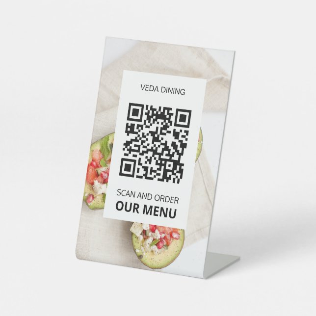 Menü "Foto Restaurant Scan QR Code" Sockelschild (Vorderseite)
