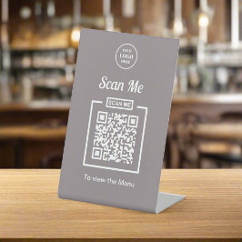 Menü für benutzerdefinierte Firmenlogos Grau QR-Co Sockelschild