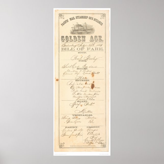 Menü für Dampfgarer "Goldenes Zeitalter" (1276A) Poster (Vorne)