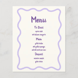 Menü für das Brautparty "Handgezeichnetes Lavendel