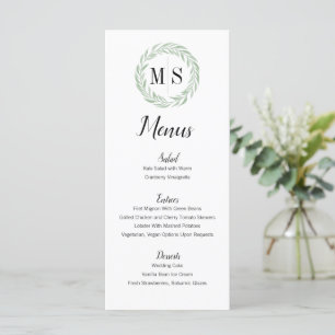Menü für das Hochzeitsmenü der grünen Kleider-Mono Menükarte