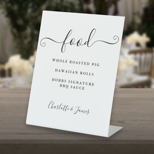 Menü für das Menü "Skripte mit schwarzen und weiße Sockelschild (Black And White Signature Script Food Menu Pedestal Sign)