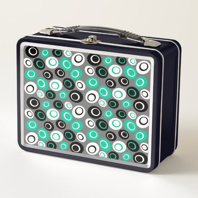 Menü für das Retro Oval Dots Muster Metall Brotdose (Vorderseite)
