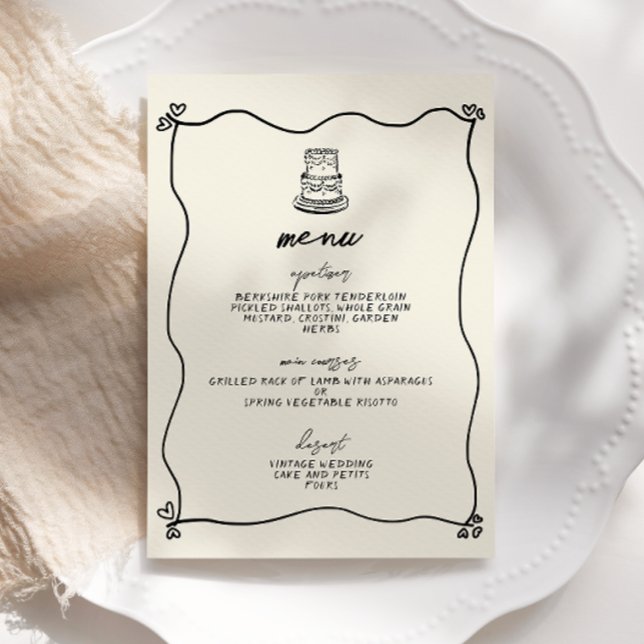 Menü für handgeschriebene whimsical Wedding Einladung (Von Creator hochgeladen)