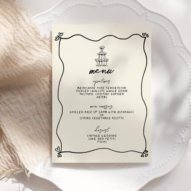 Menü für handgeschriebene whimsical Wedding Einladung (Von Creator hochgeladen)