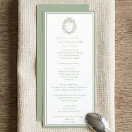Menü für Hochzeiten des grünen botanischen Wappen Menükarte