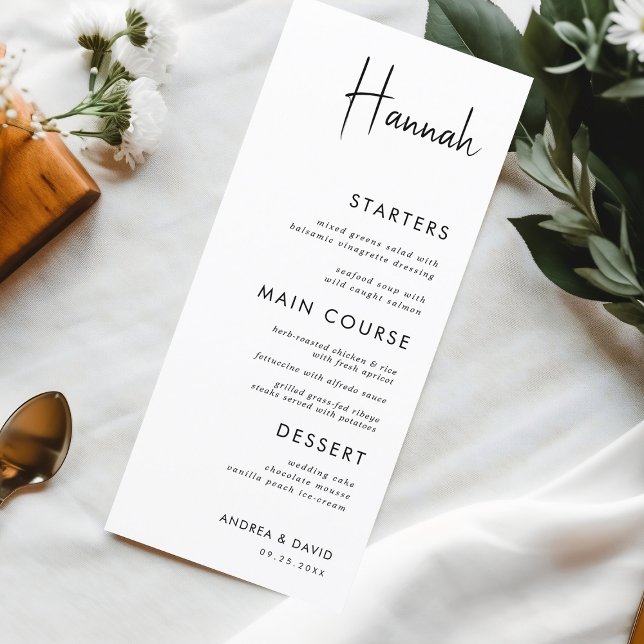 Menü für Hochzeiten oder Verlobungen mit Namen Menükarte (Von Creator hochgeladen)