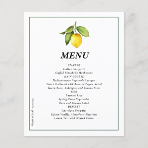 Menü für Lemon Wedding