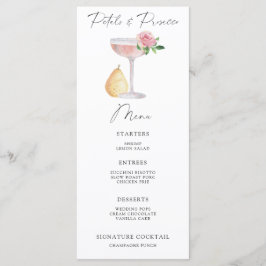 Menü für Petals und Prosecco-Brautparty Menükarte