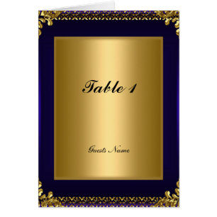 Menü "Gold and Royal Blue Table Placement Card"