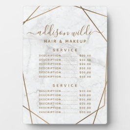 Menü "Goldene weiße Marmorpreisliste" Fotoplatte