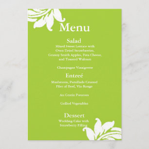 Menü "Green Damask Wedding" Menükarte