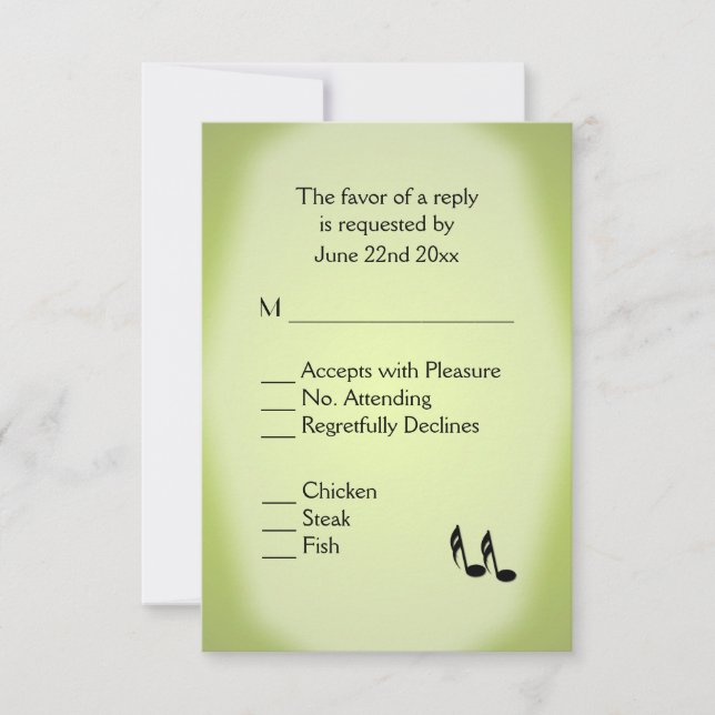 Menü "Green Music Wedding" RSVP Karte (Vorderseite)