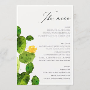MENÜ "GREEN WATERCOLOR DESERT CACTUS BLUME" MENÜKARTE