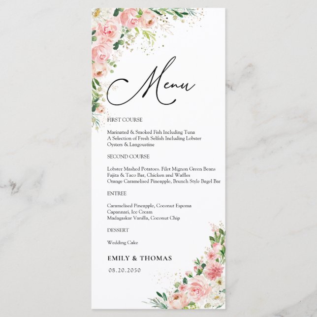 Menü "Greenery Brautparty" Menükarte (Vorderseite)