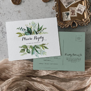 Menü "Greenery Tropical Calligraphy" Postkarte