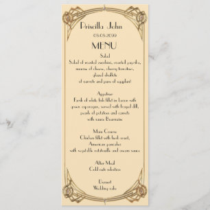 Menü Hochzeit, Menü Sitzung, große Gatsby, Elfenbe Menükarte
