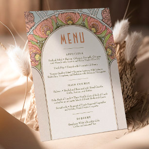 Menü Hochzeit Vintager Jugendstil von Mucha Invita Einladung