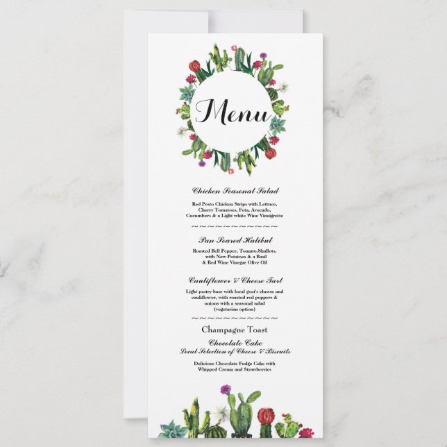 Menü Hochzeitsempfang Cactus Fiesta Mexican Menus Einladung (Vorderseite)